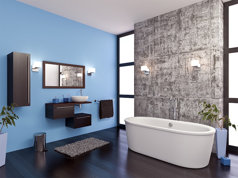 moderne badkamer met koele kleuren